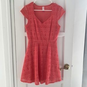 Peach Crochet Mini Dress